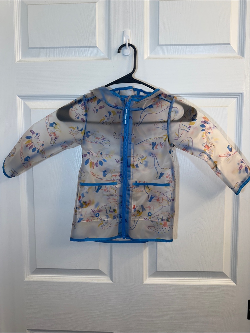 Cat & Jack Clear Raincoat with Blue Trim and Multicolor Dino Print
